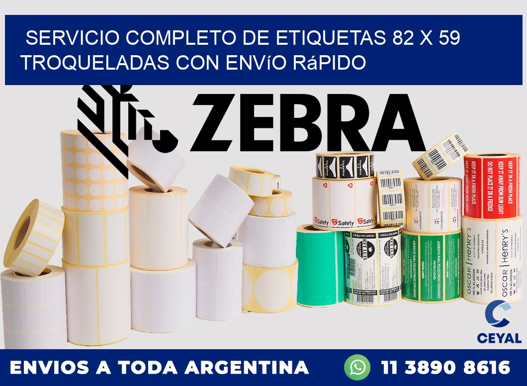 Servicio completo de etiquetas 82 x 59 troqueladas con envío rápido