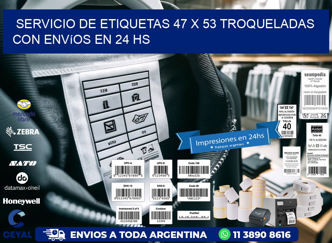 Servicio de etiquetas 47 x 53 troqueladas con envíos en 24 hs