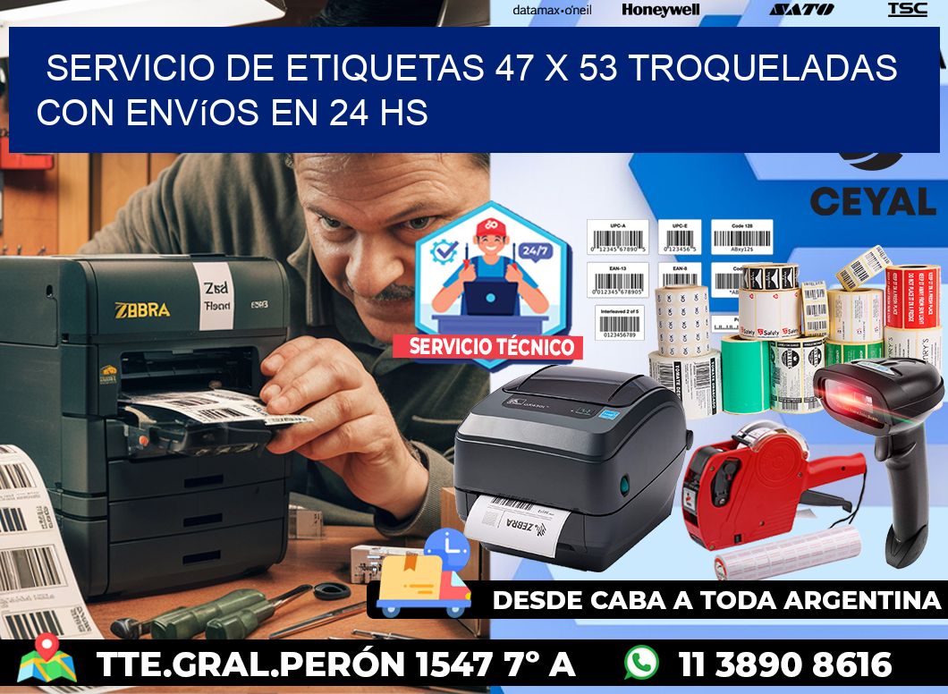 Servicio de etiquetas 47 x 53 troqueladas con envíos en 24 hs