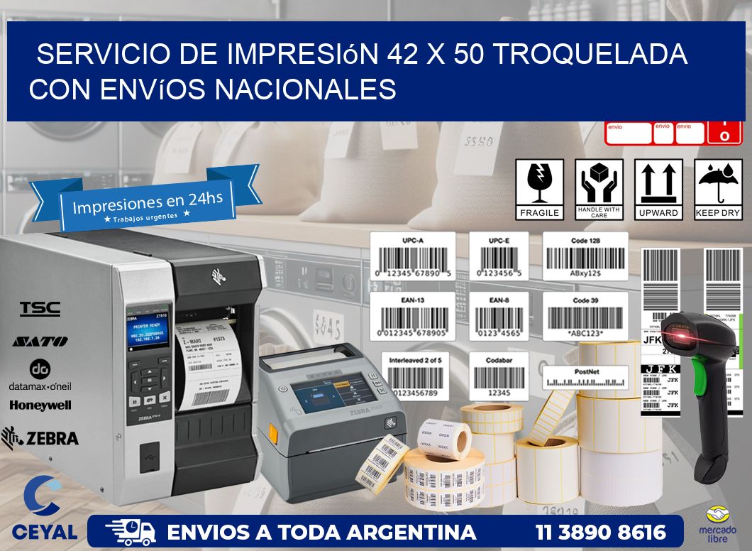 Servicio de impresión 42 x 50 troquelada con envíos nacionales