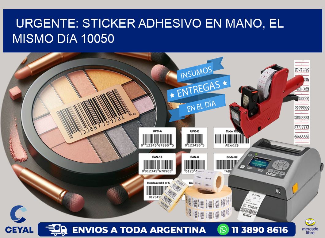 Urgente: Sticker adhesivo en Mano, el Mismo Día 10050