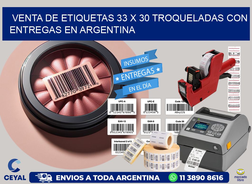 Venta de etiquetas 33 x 30 troqueladas con entregas en Argentina