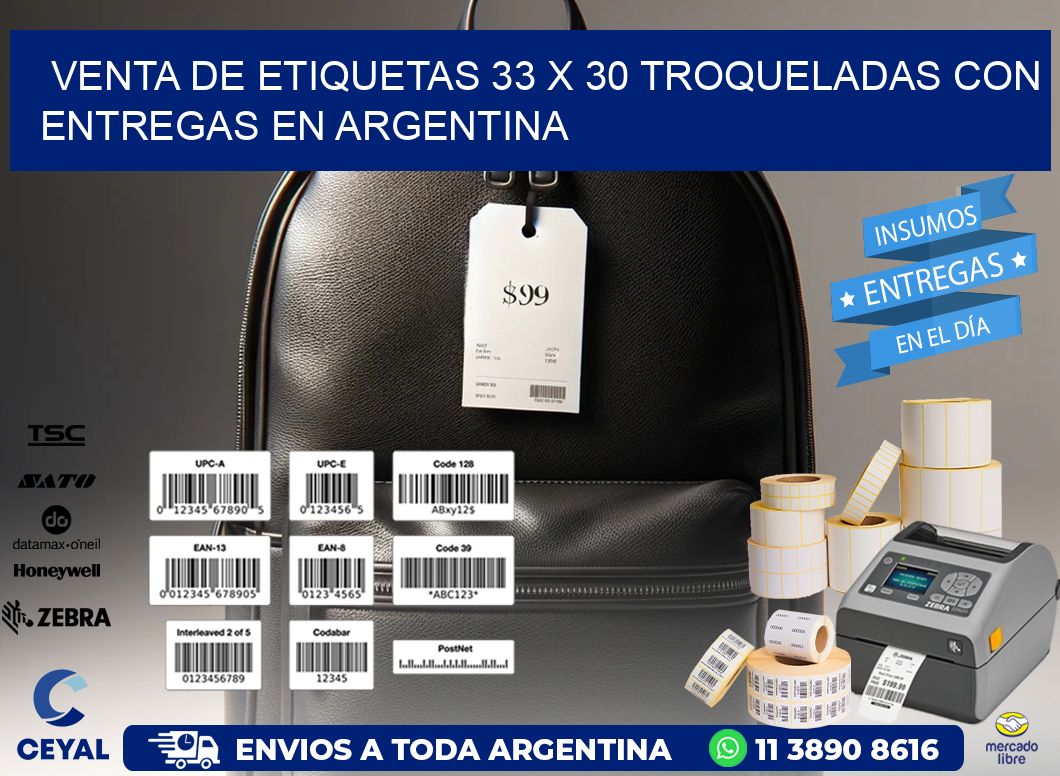 Venta de etiquetas 33 x 30 troqueladas con entregas en Argentina