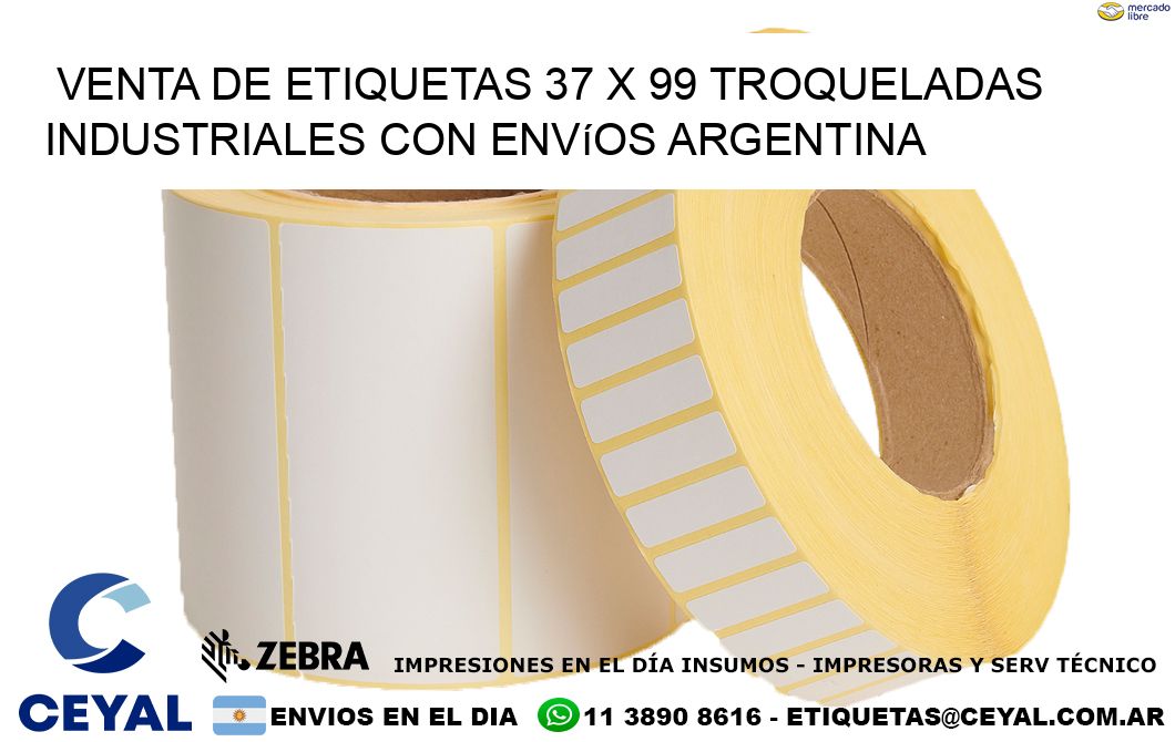 Venta de etiquetas 37 x 99 troqueladas industriales con envíos Argentina
