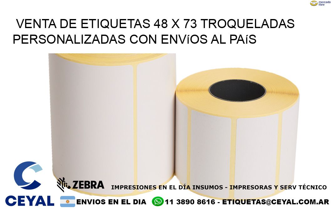 Venta de etiquetas 48 x 73 troqueladas personalizadas con envíos al país