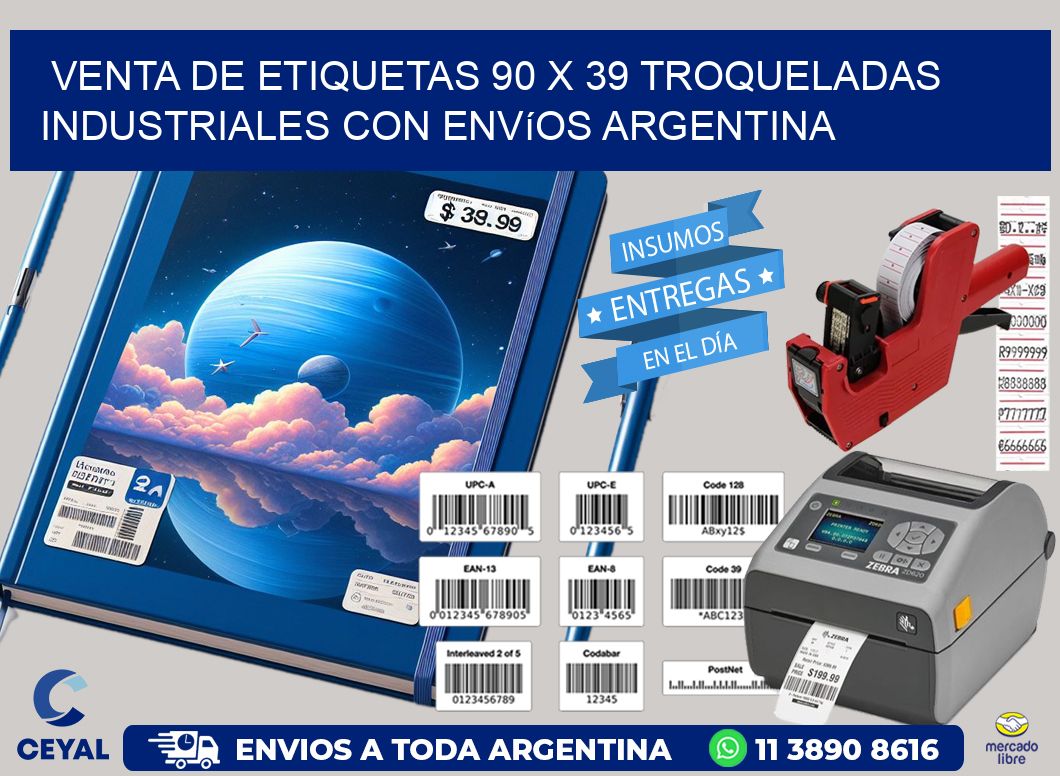 Venta de etiquetas 90 x 39 troqueladas industriales con envíos Argentina
