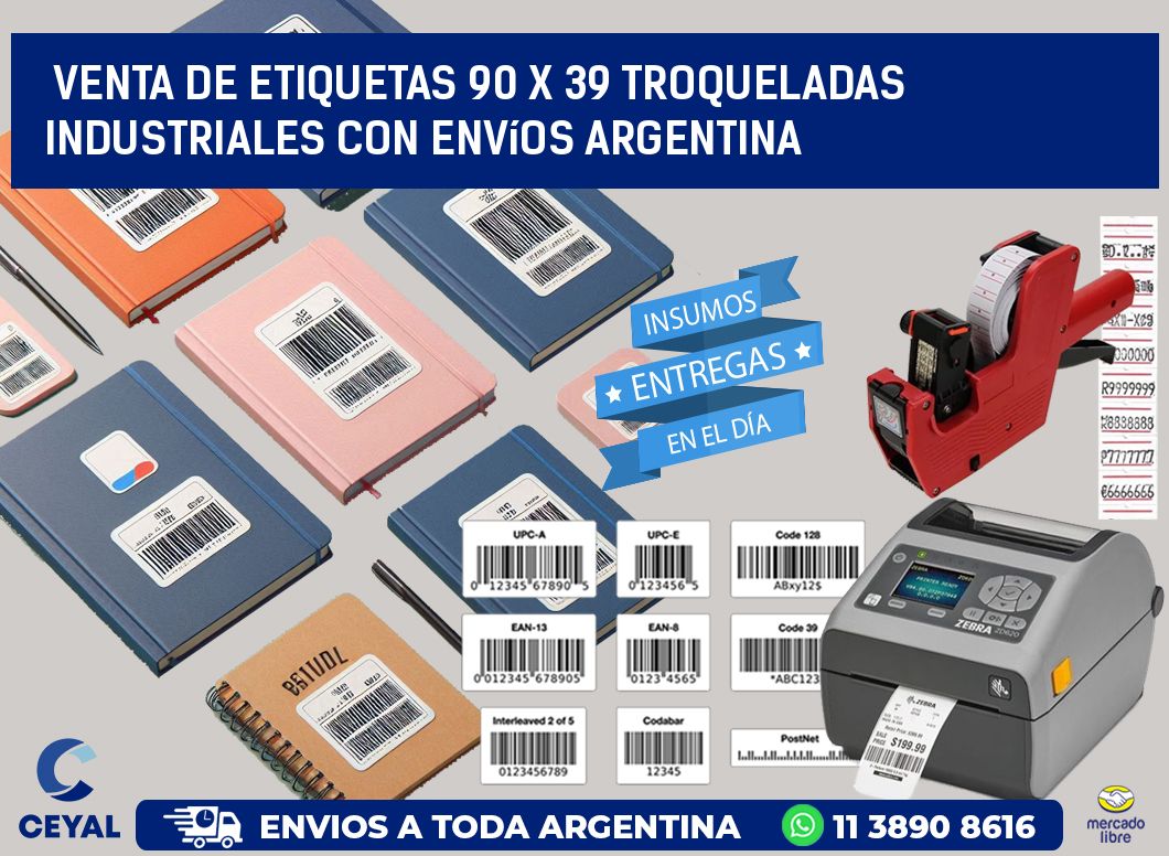 Venta de etiquetas 90 x 39 troqueladas industriales con envíos Argentina