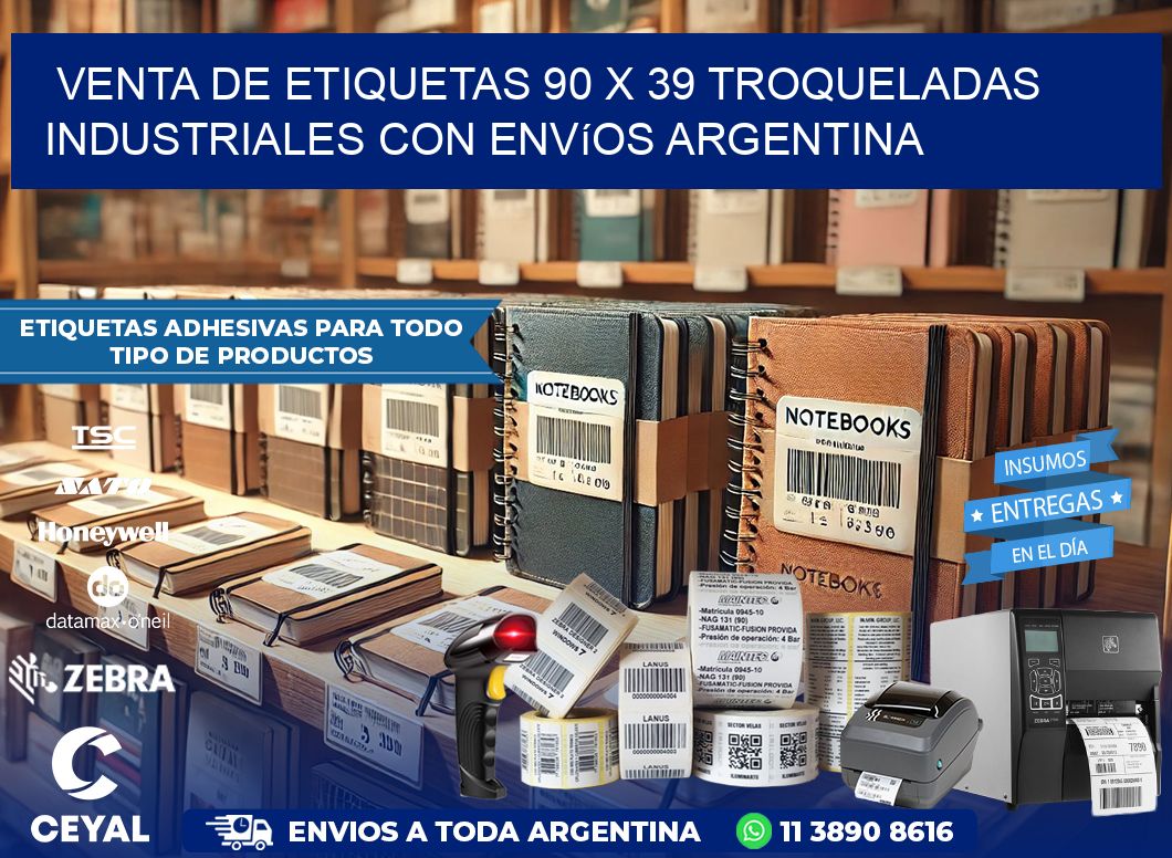 Venta de etiquetas 90 x 39 troqueladas industriales con envíos Argentina