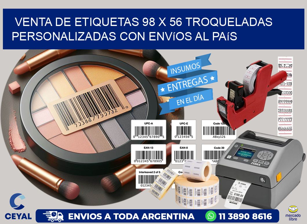 Venta de etiquetas 98 x 56 troqueladas personalizadas con envíos al país