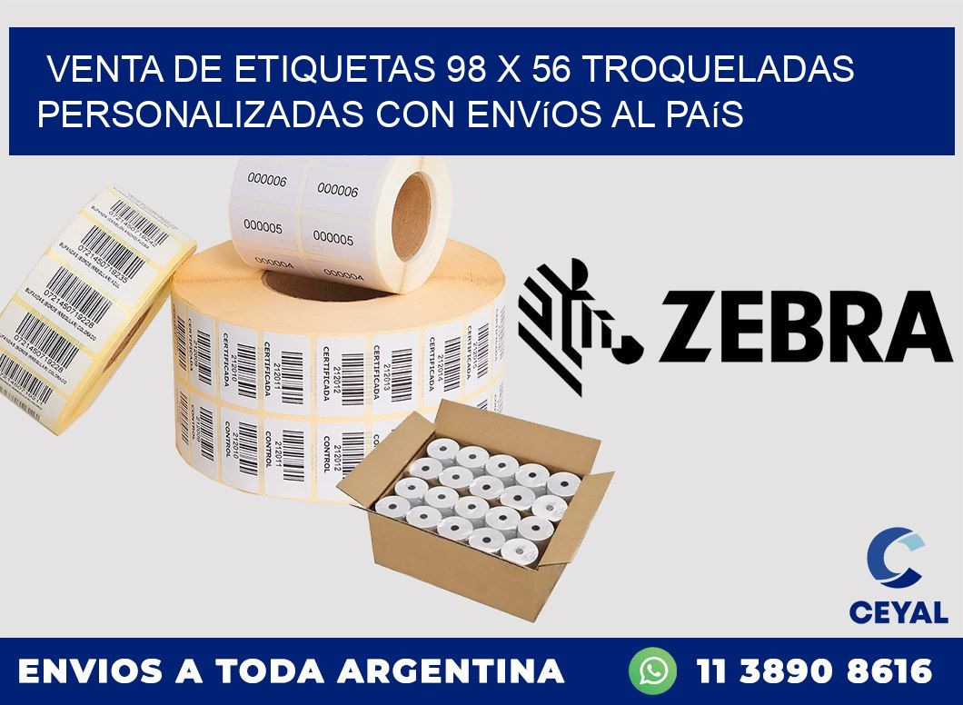 Venta de etiquetas 98 x 56 troqueladas personalizadas con envíos al país