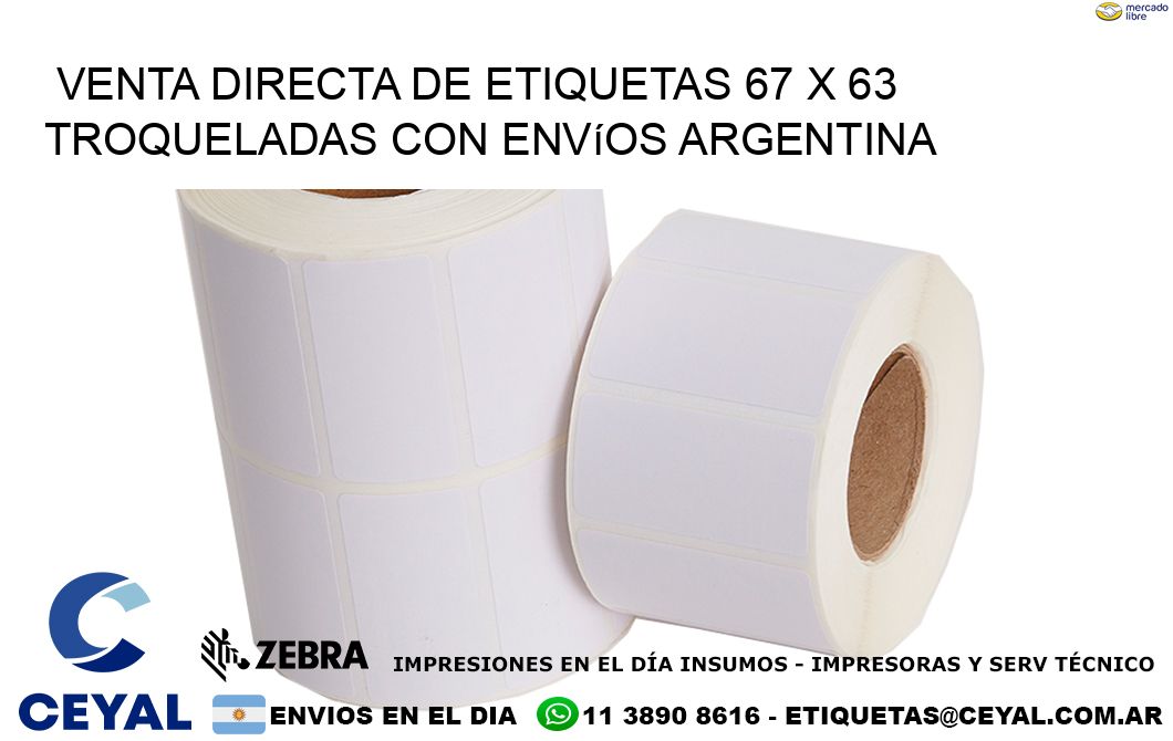 Venta directa de etiquetas 67 x 63 troqueladas con envíos Argentina