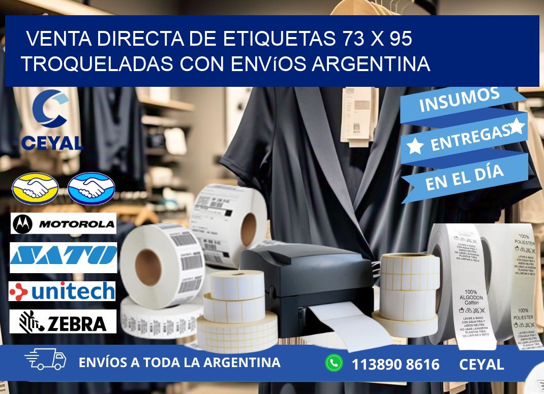 Venta directa de etiquetas 73 x 95 troqueladas con envíos Argentina