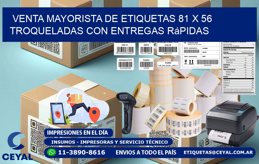 Venta mayorista de etiquetas 81 x 56 troqueladas con entregas rápidas