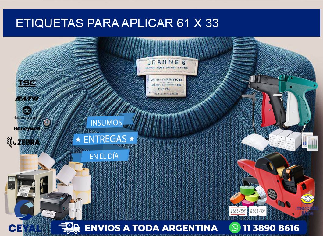 etiquetas para aplicar 61 x 33