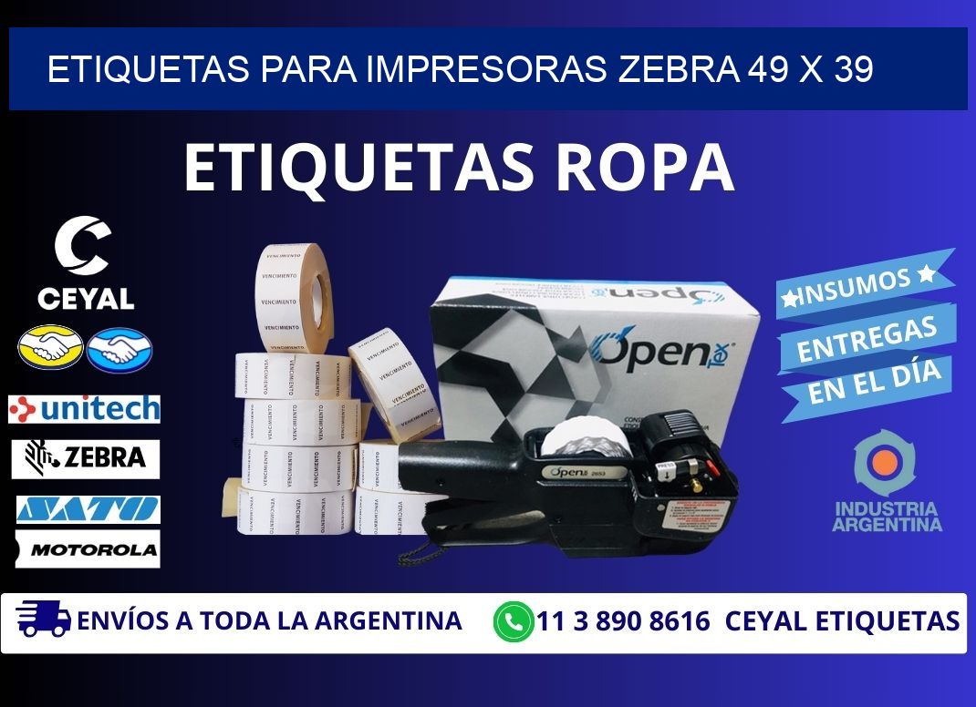 etiquetas para impresoras zebra 49 x 39