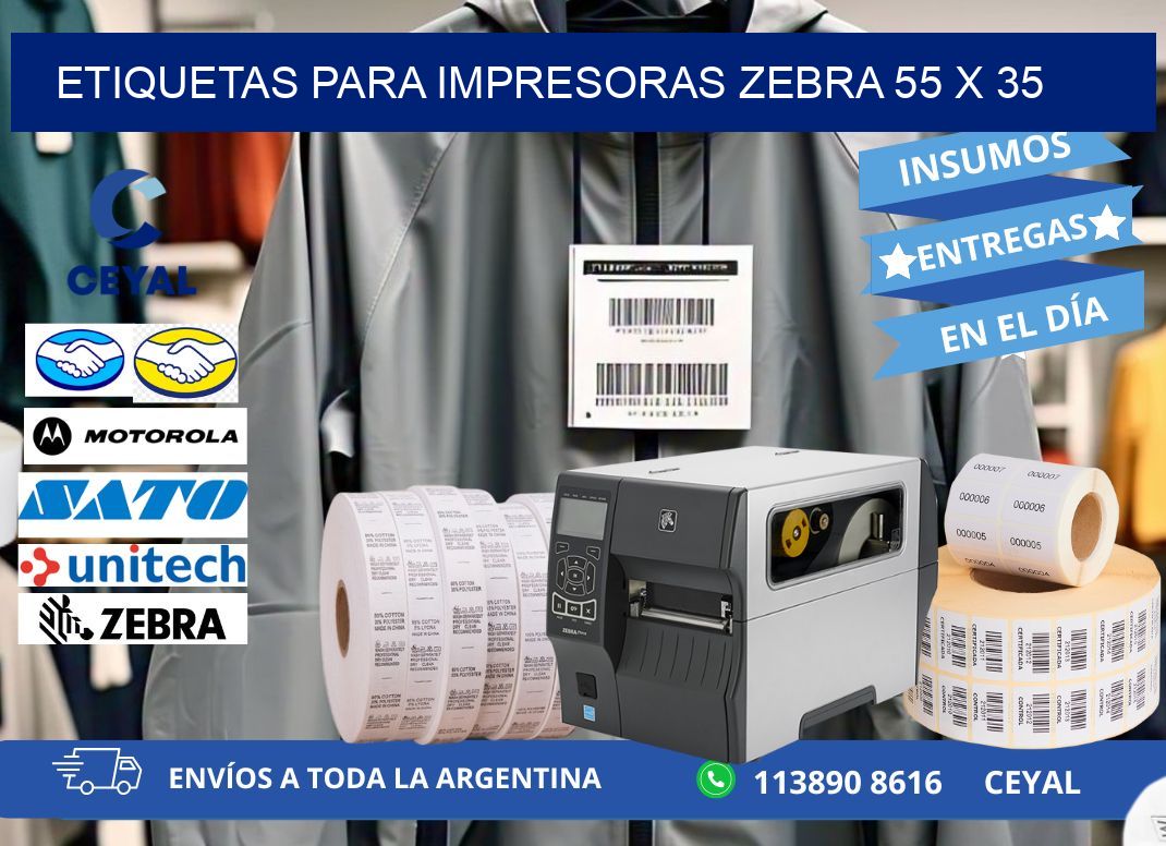 etiquetas para impresoras zebra 55 x 35
