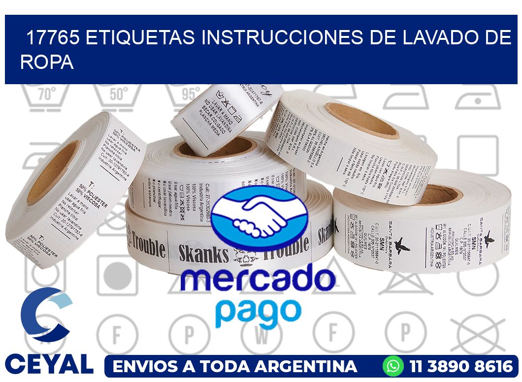 17765 etiquetas instrucciones de lavado de ropa