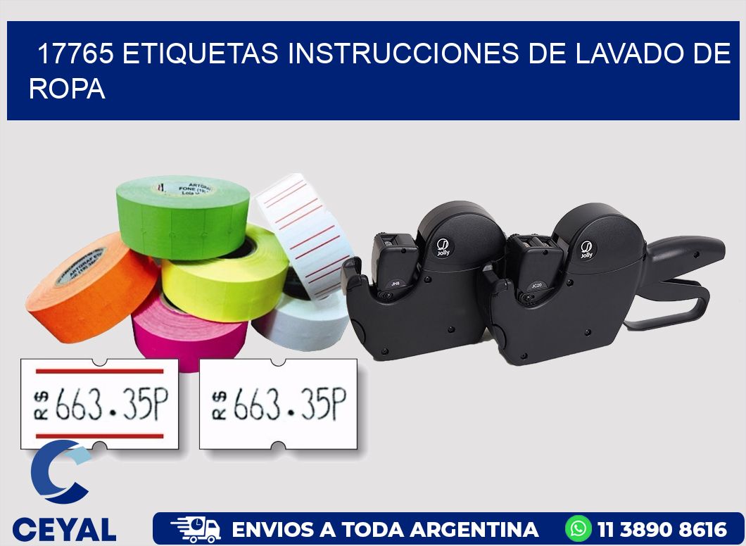 17765 etiquetas instrucciones de lavado de ropa