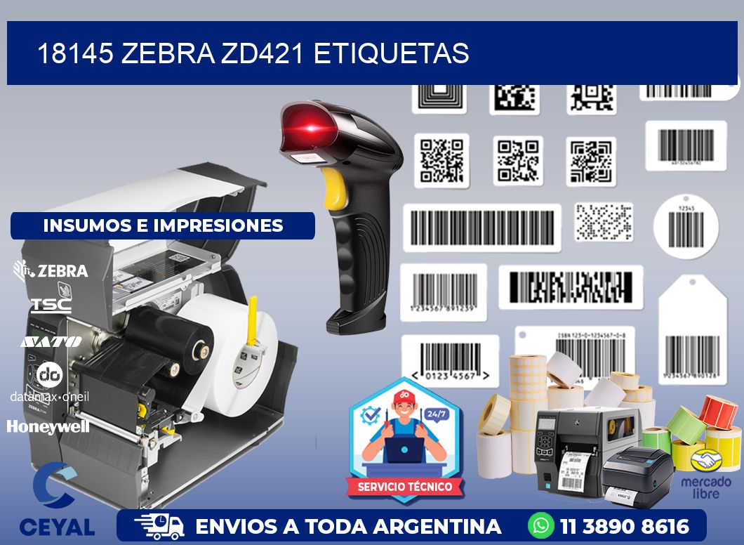 18145 Zebra ZD421 etiquetas