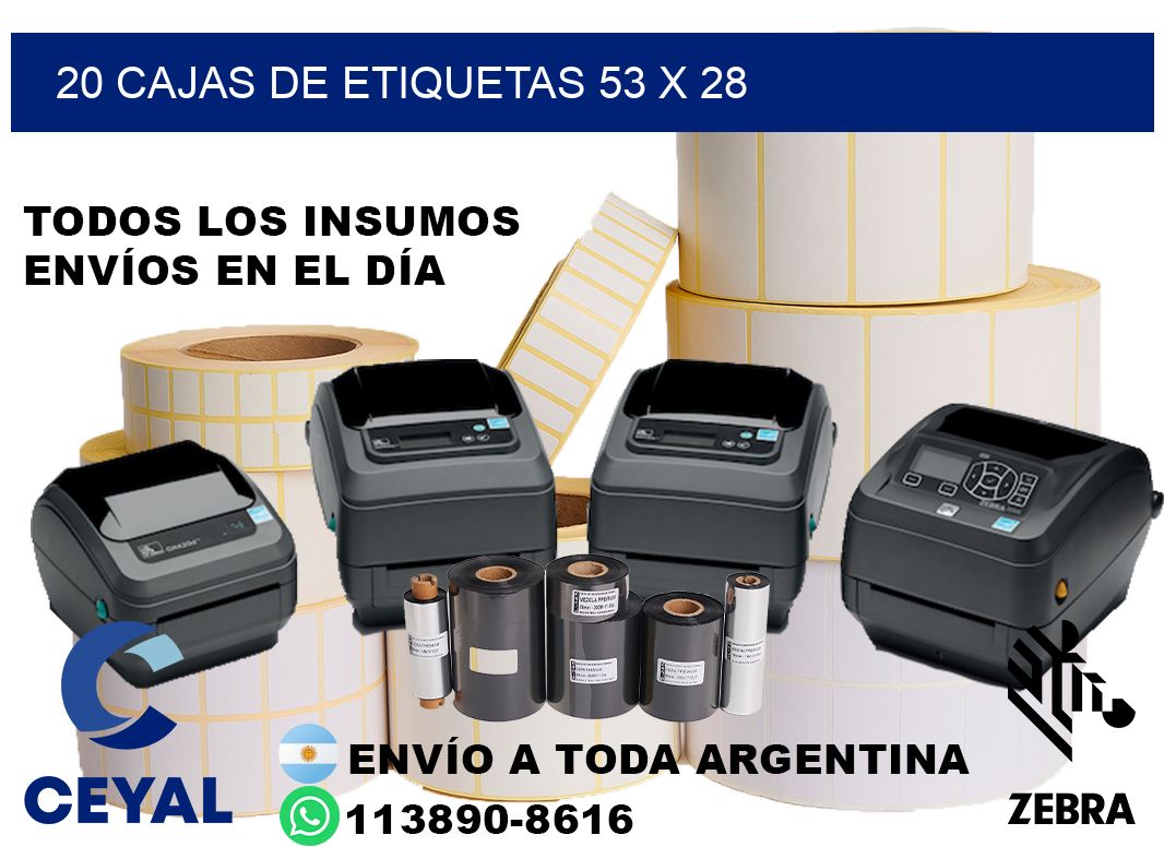 20 cajas de etiquetas 53 x 28