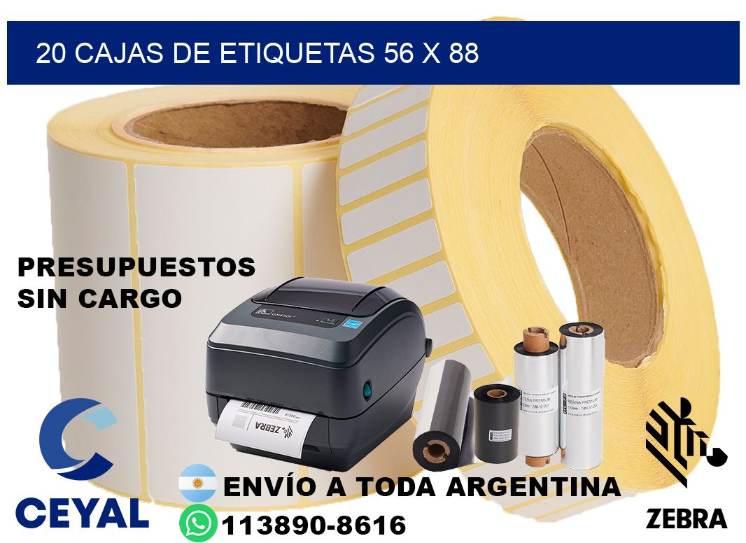 20 cajas de etiquetas 56 x 88