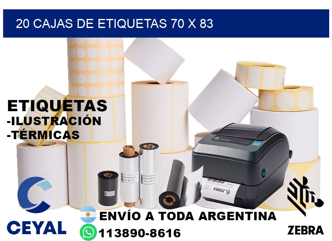 20 cajas de etiquetas 70 x 83