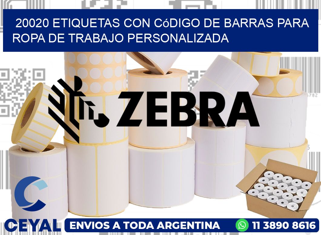 20020 Etiquetas con código de barras para ropa de trabajo personalizada