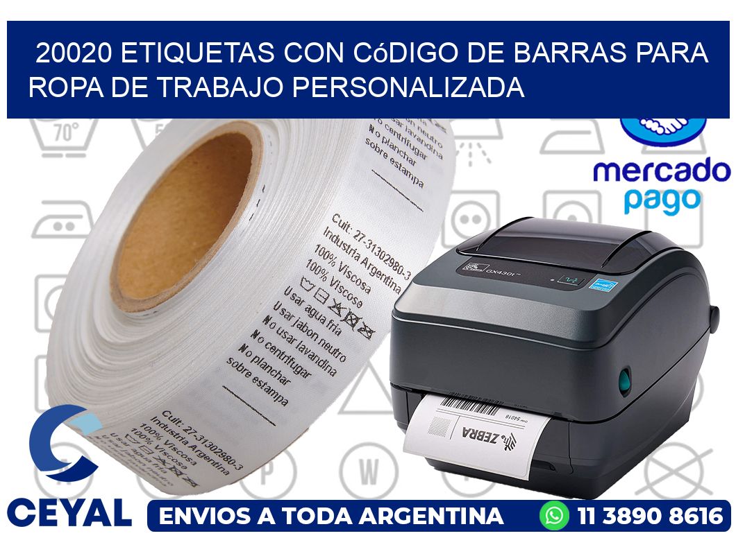 20020 Etiquetas con código de barras para ropa de trabajo personalizada