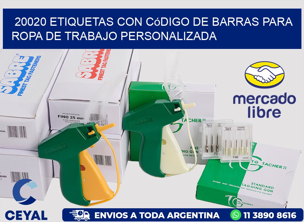 20020 Etiquetas con código de barras para ropa de trabajo personalizada