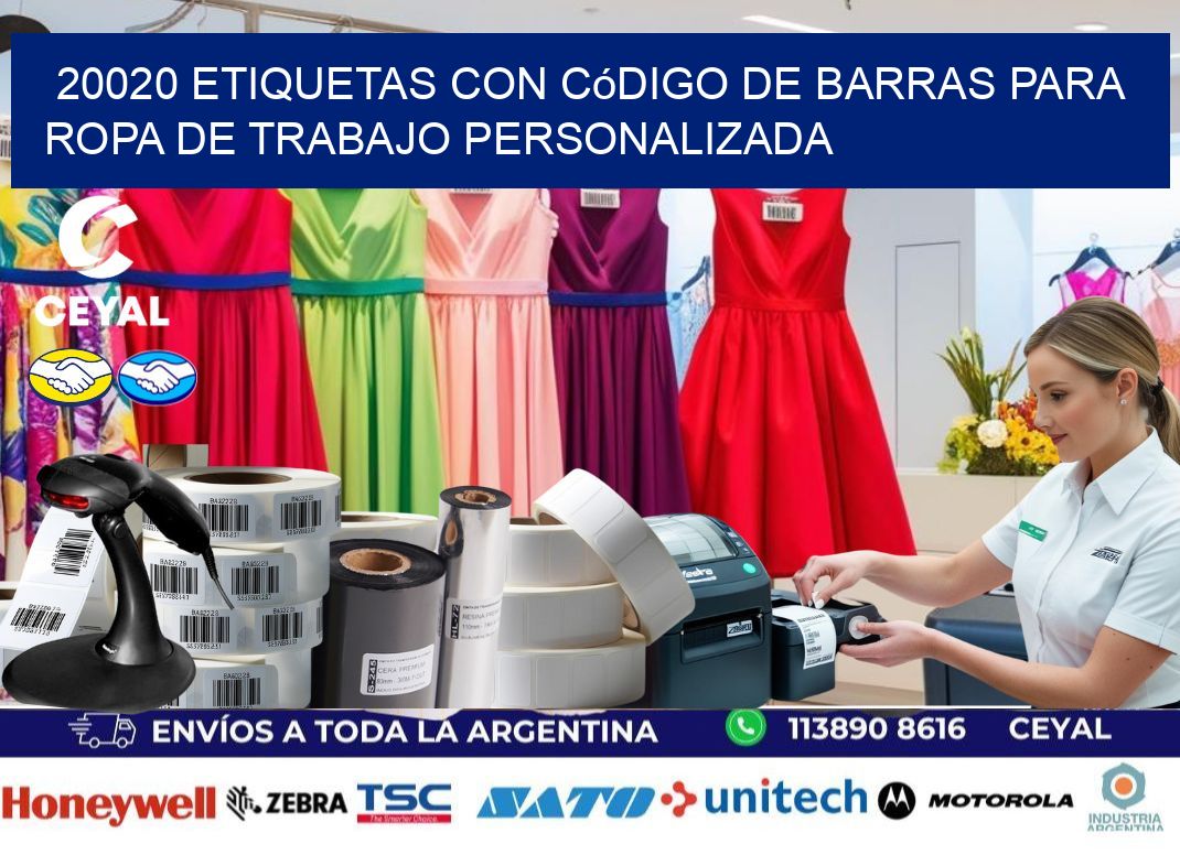 20020 Etiquetas con código de barras para ropa de trabajo personalizada