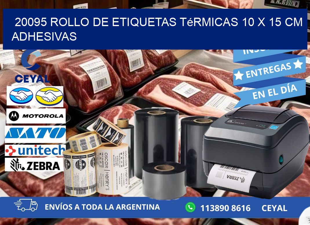 20095 Rollo de Etiquetas Térmicas 10 x 15 cm Adhesivas