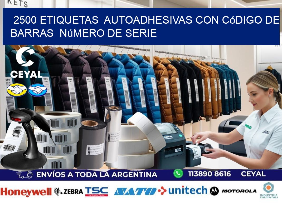 2500 etiquetas  autoadhesivas con código de barras  número de serie