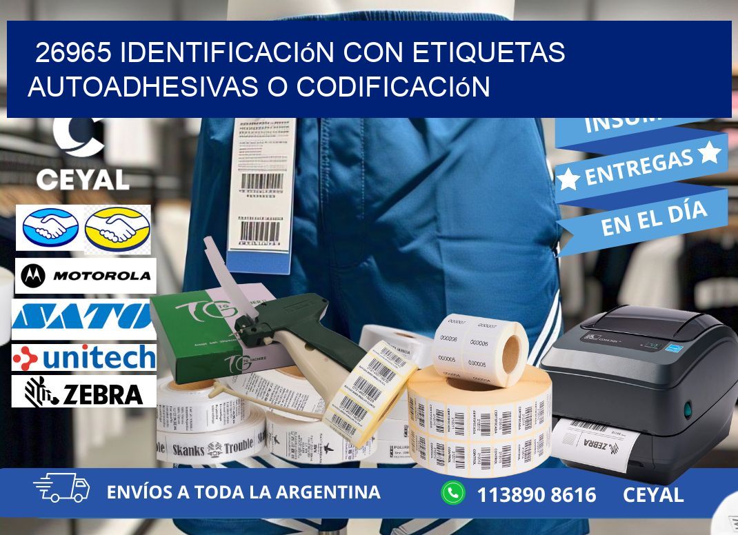 26965 identificación con etiquetas autoadhesivas o codificación