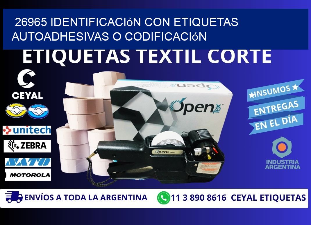26965 identificación con etiquetas autoadhesivas o codificación