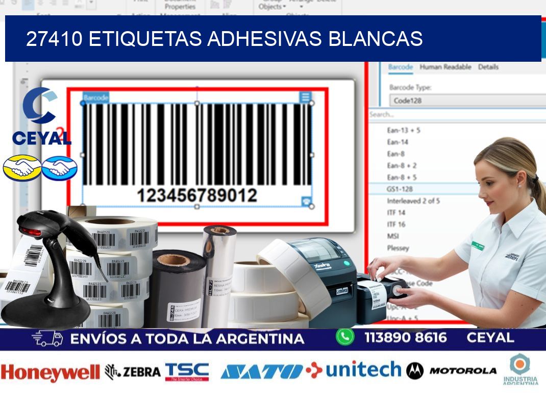27410 etiquetas adhesivas blancas