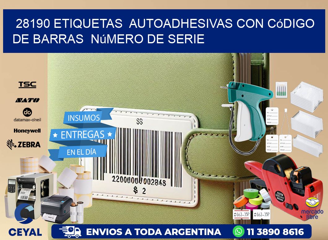 28190 etiquetas  autoadhesivas con código de barras  número de serie