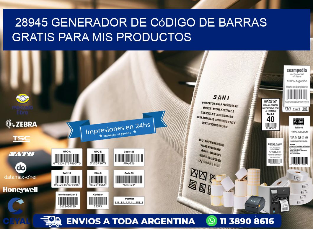 28945 Generador de código de barras gratis para mis productos