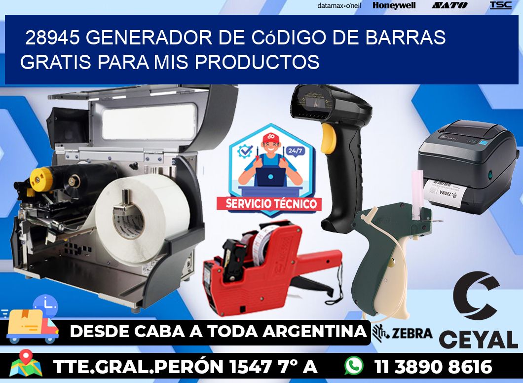 28945 Generador de código de barras gratis para mis productos