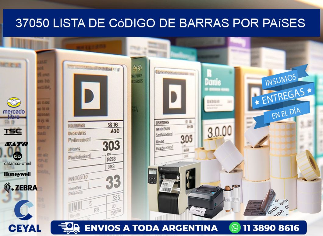 37050 Lista de código de barras por países