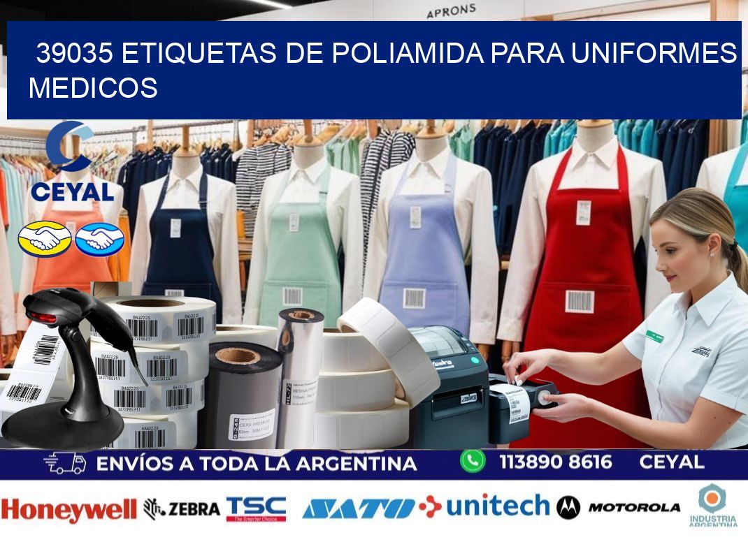 39035 Etiquetas de poliamida para uniformes medicos
