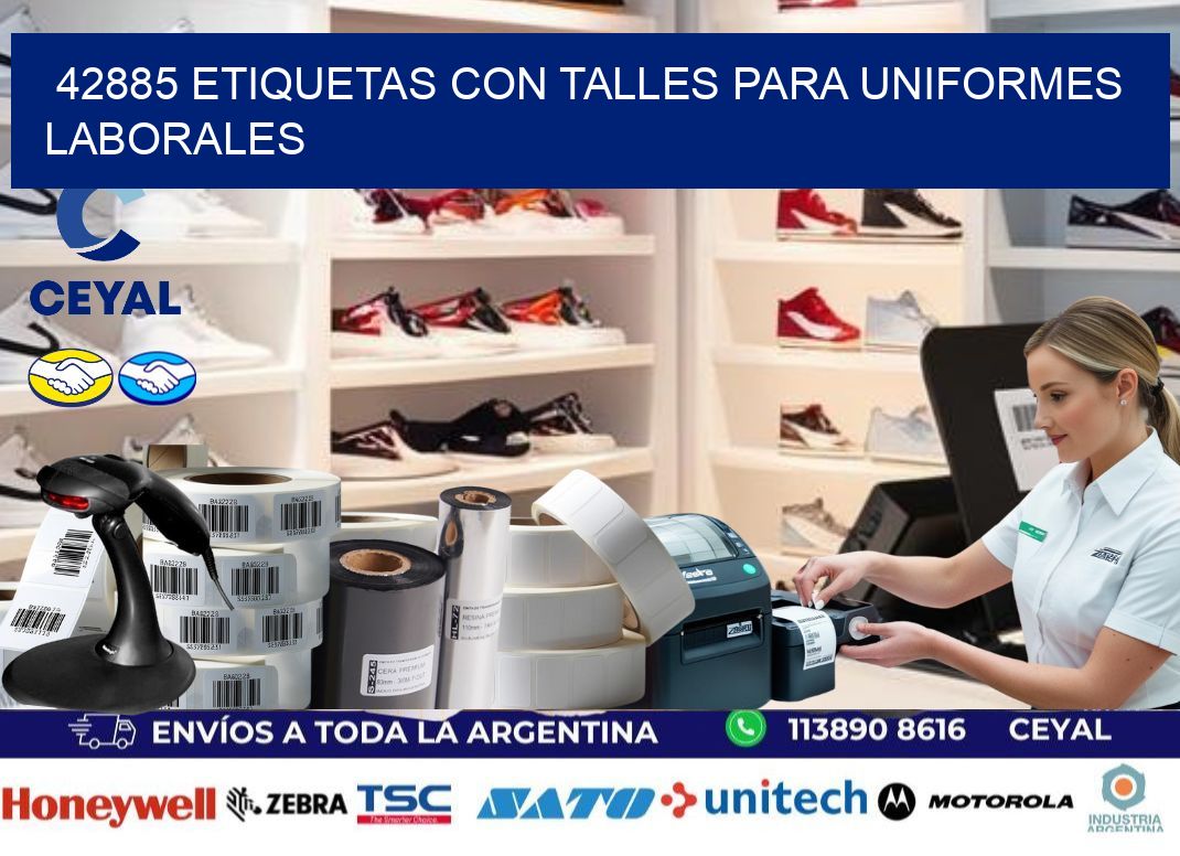 42885 etiquetas con talles para uniformes laborales