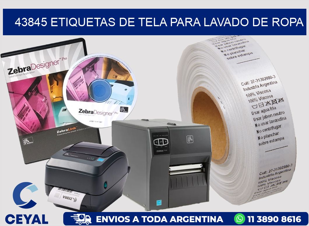 43845 Etiquetas de tela para lavado de ropa