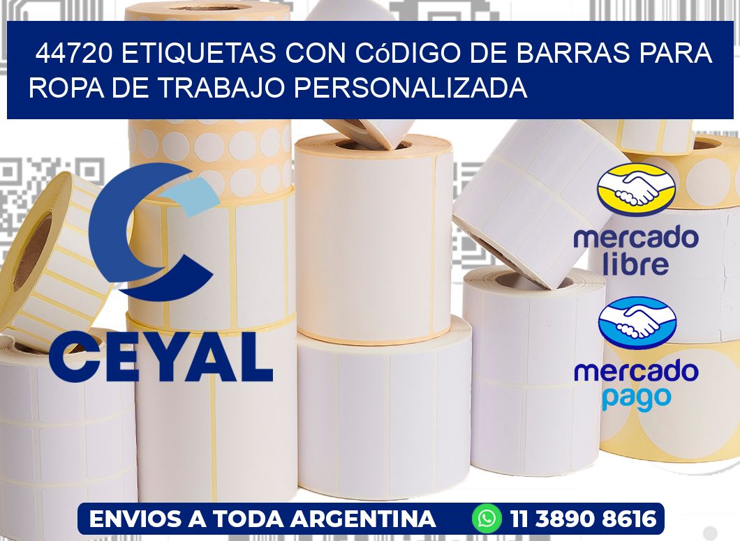 44720 Etiquetas con código de barras para ropa de trabajo personalizada