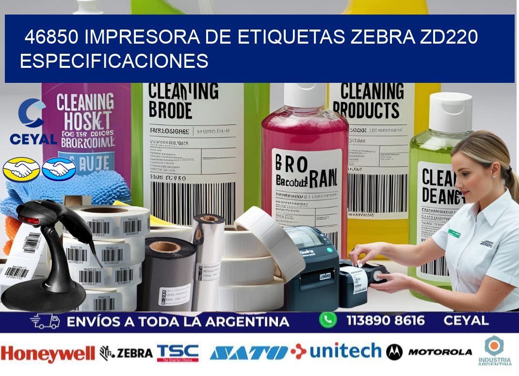 46850 impresora de etiquetas Zebra ZD220 especificaciones