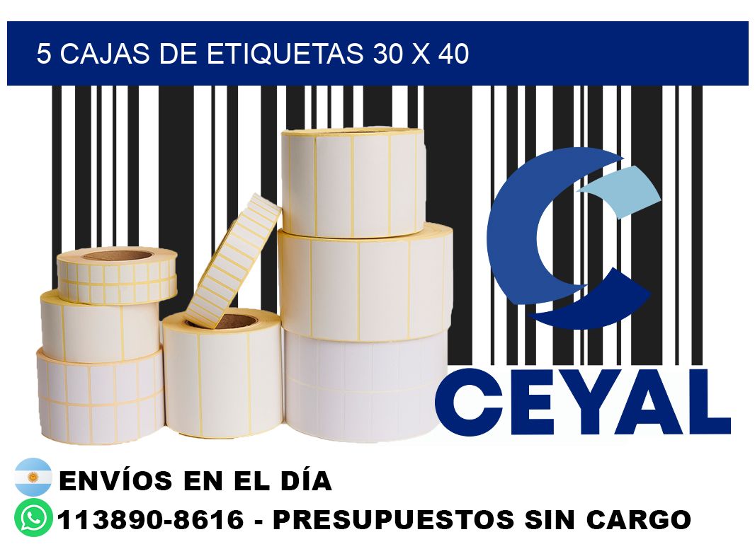 5 cajas de etiquetas 30 x 40