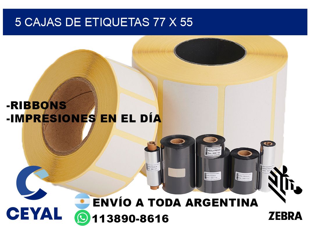 5 cajas de etiquetas 77 x 55