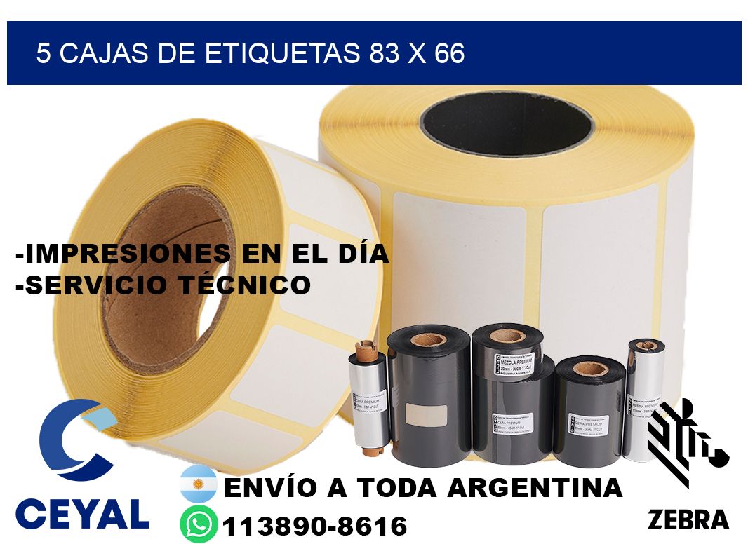 5 cajas de etiquetas 83 x 66