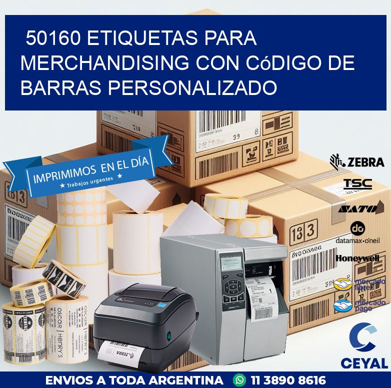 50160 etiquetas para merchandising con código de barras personalizado