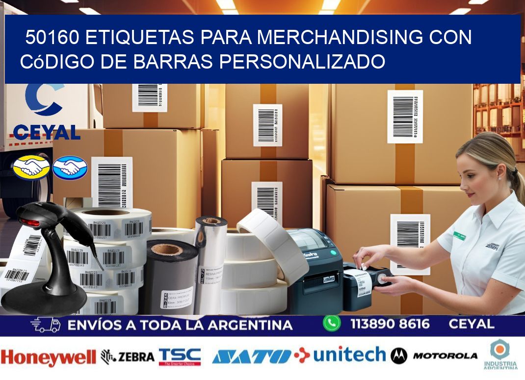50160 etiquetas para merchandising con código de barras personalizado