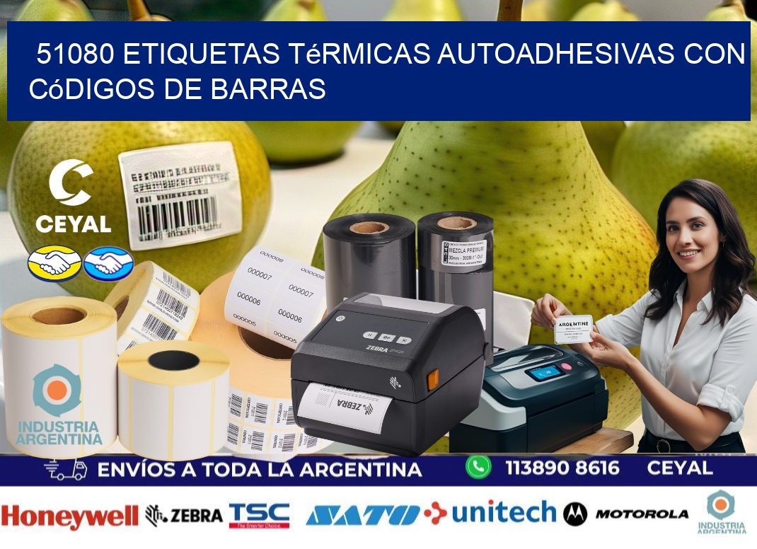 51080 Etiquetas térmicas autoadhesivas con códigos de barras